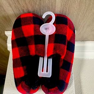 Plaid home and about slippers for holidays